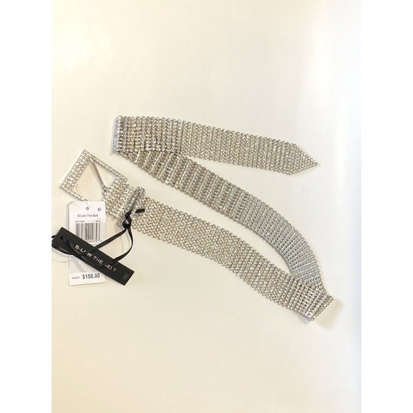 B-Low the Belt Silver Rhinestone Belt - Picture 2 of 4